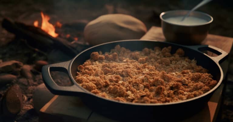 Croustade déjeuner aux pommes sur feu de camp