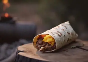 burrito matin sur le feu repas de camping