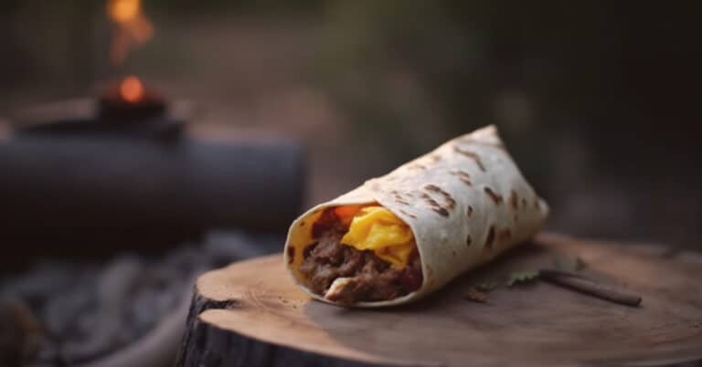 burrito matin sur le feu repas de camping
